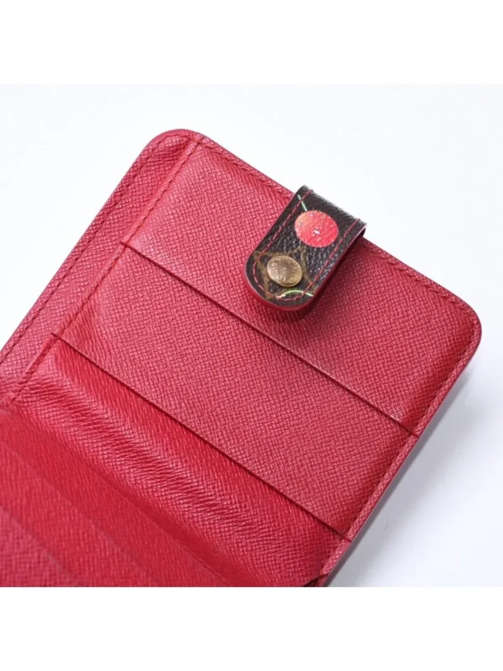 Louis Vuitton Monogram Cherry Compact Zip Bifold Wallet Takashi Murakami Brown